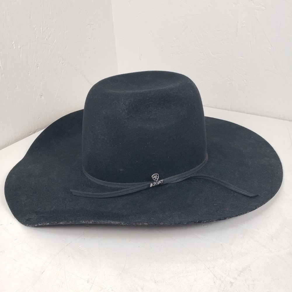 Ariat Mens Black 2X Wool Cowboy Hat 4.5 Inch Brim Size 7 3/8 Unworn A7520401